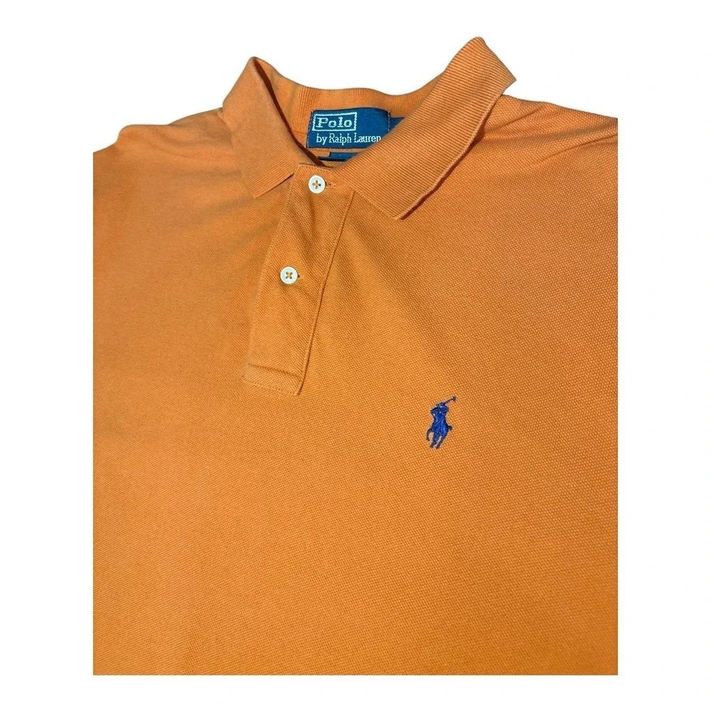 Polo Ralph Lauren Adult Men's Polo Large Long Sleeve Orange Blue Pony Blue Tag